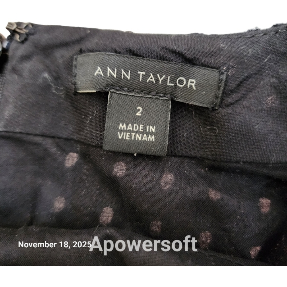 Ann Taylor Floral Embroidered Eyelet Sheath Black Dress - Picture 7 of 9